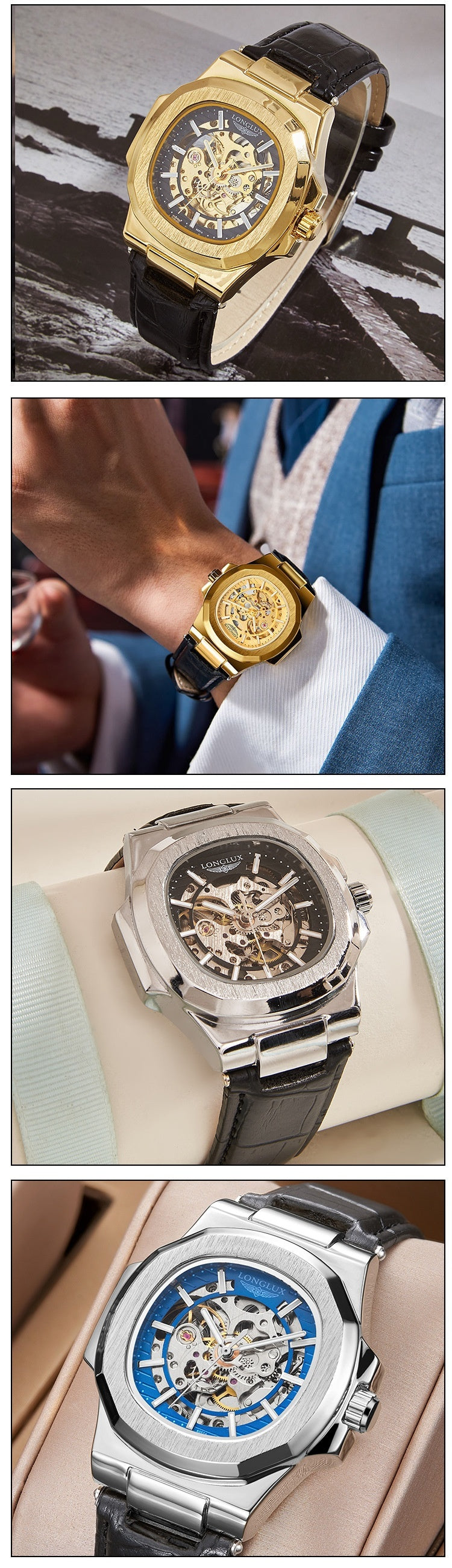 LONGLUX Automatic Skeleton Mechanical Watch