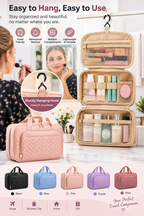 Large Travel Cosmetic Bag with Waterproof Hanging Hook