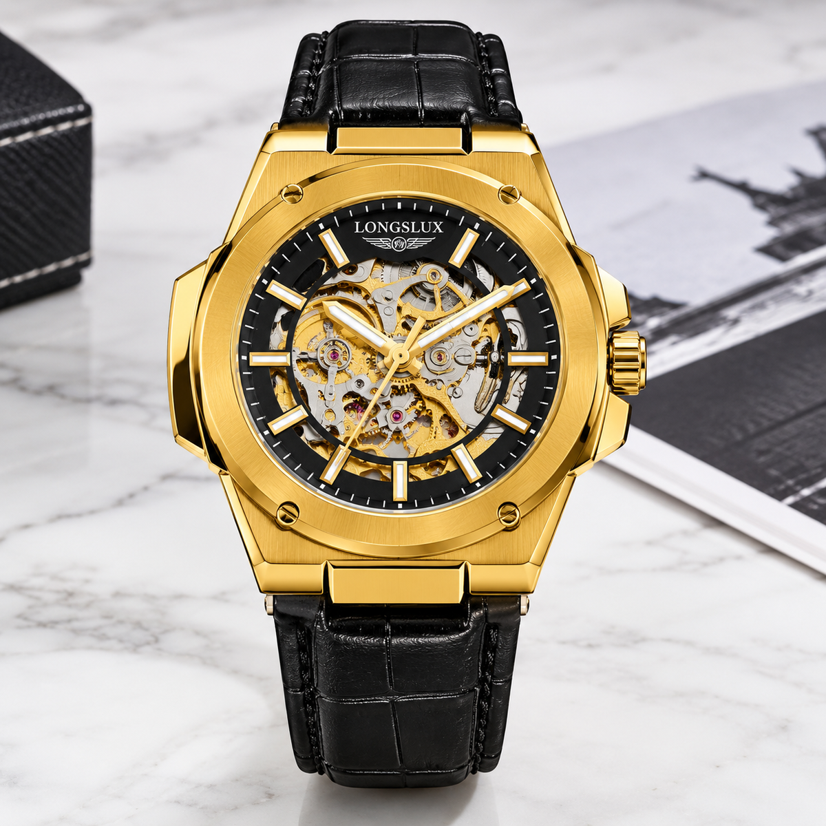 LONGLUX Automatic Skeleton Mechanical Watch